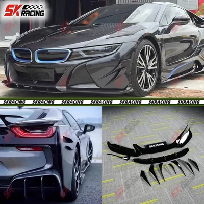 Kits de carrocería Canard labio + divisor de parachoques delantero para BMW i8 2014-2020 negro brillante FRP Foto 1 de 4