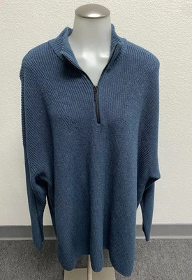 Suéter de viscosa de algodón acanalado con cremallera 1/4 cuello falso azul océano Jill para mujer Plus 3X Foto 1 de 4