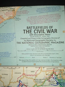 1961 National Geographic Map Of Battlefields Of The Civil War - Picture 1 of 2