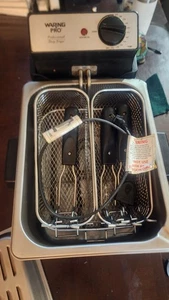 Waring Pro 4qt 1800W Deep Fryer, Stainless Steel, 3 Baskets Lid 3 Handles - Picture 1 of 14