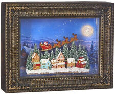 10" Flying Santa Lighted Water Picture Frame, Festive Holiday Decor & Gift
