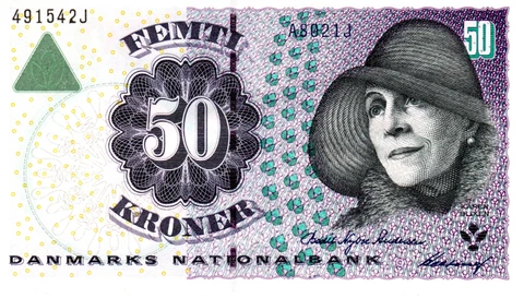Denmark 50 Kroner UNC 2002 Banknote P-55e Pfx A8 Andersen-Heering Signature Cover