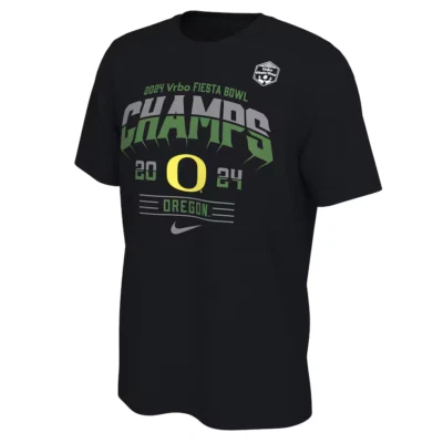 Nike Youth Oregon Ducks 2024 Fiesta Bowl Champions Locker Room T-Shirt, Black, S - Image 1 of 3