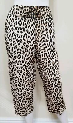 Calça capri nova com etiquetas Larry Levine feminina tamanho 10 elástica SPT estampa animal corte fino - Imagem 1 de 3