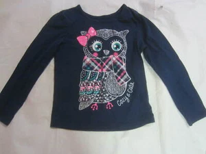 365 Kids from Garanimals Blue Long Sleeve "Owl" Top - Girl's Size 4 - Picture 1 of 5