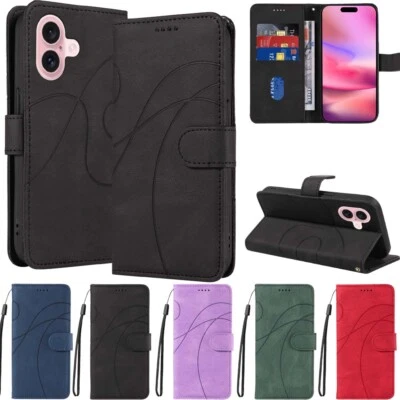 For iPhone 16 15 14 13 12 11 SE XS 7 8 Plus Flip Wallet Leather Phone Case Cover - Image 1 of 4
