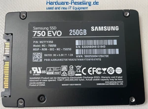 Samsung 250GB 750 EVO SED 2,5" SATA III 6G NAND 256MB MZ-750250 MZ7TY250 - Picture 1 of 1