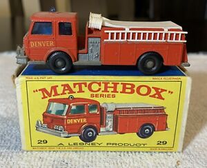 Vintage Lesney Matchbox No. 29 Fire Pumper Truck in Original E Box!