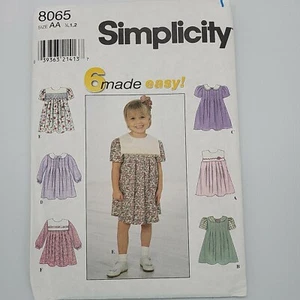Simplicity 8065 Size AA Child Dress Uncut Sewing Pattern - Picture 1 of 3