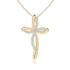 ANGARA Lab-Grown 0.21 Ct Diamond Ribbon Cross Pendant Necklace in 14K Solid Gold
