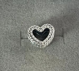 Authentic Pandora Snake Chain Pattern Open Heart Charm