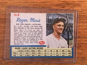 Roger Maris 1962 Post Cereal #6 - Picture 1 of 2