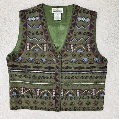 Cambridge Dry Goods Womens Vest Sz Large Wool Blend Nordic Boho Embroidered EUC - Image 1 of 4