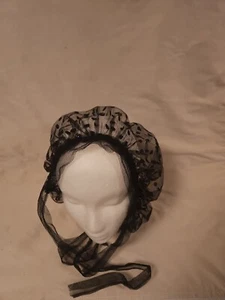 Vintage Womens Net Hair Covering With Sequins  One Size Black - Picture 1 of 6