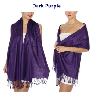 2PLY Long 78X28 Solid Silky Pashmina Shawl Wrap Stole Wool Feel Scarf  - Picture 1 of 40