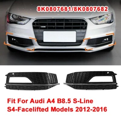 FOR AUDI A4 B8.5 S-LINE S4 2012-2016 PAIR FOG LIGHT SURROUND GRILLE BEZEL CHROME - Image 1 of 4
