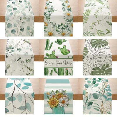 Daisy Leaves Table Runner 13 x 72 In Summer Plants Table Runner for Dining Decor - Image 1 of 4