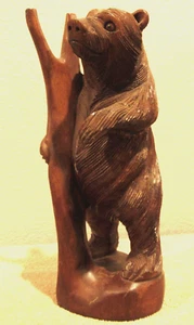 Vintage Hand Carved Standing Bear w/ Branch 12" Tall - #5 - Picture 1 of 6