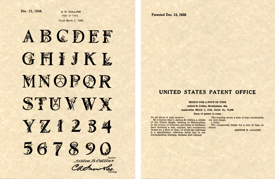 Vintage 1938 REDDY KILOWATT FONT US PATENT Art Print READY TO FRAME!!!! Collins - Image 1 of 1