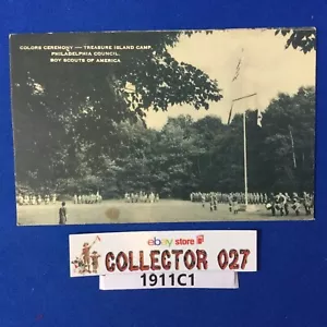 Tarjeta Postal de Colección Boy Scout Treasure Island Campamento Colores Ceremonia PA - Imagen 1 de 3