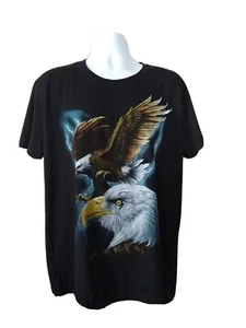 Men's Eagle Print Black Short Sleeve T-Shirt 4XL - Picture 1 of 3