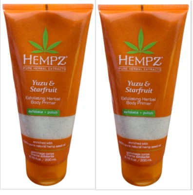 LOTE DE 2 imprimaciones corporales a base de hierbas exfoliantes de cáñamo Yuzu y Starfruit, 6,76 oz Foto 1 de 2