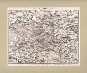 LAS MONTAÑAS GIGANTES, mapa ferroviario y plano 1861-67 de Ludwig Ravenstein - Imagen 1 de 2