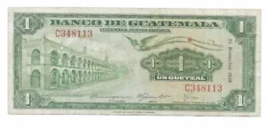Guatemala 1 Quetzal Nov 26 1948 Fine P24 - Picture 1 of 2