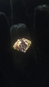 Gen.Amethyst 1.50cwt Pear Shaped Fancy Cut W/.12 Cwt Dia. 14kt Y/G 6 1/2. - Picture 1 of 5