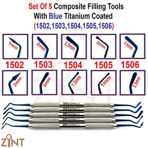 Juego de 5 herramientas de colocación de llenado restaurador compuesto con recubrimiento de titanio azul - Imagen 1 de 6