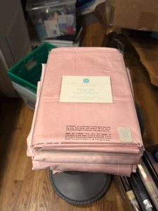 Pottery Barn Kids Silk Panel Pole Pocket Curtain 63" x 44" Pink - Quantity 4 - Picture 1 of 3