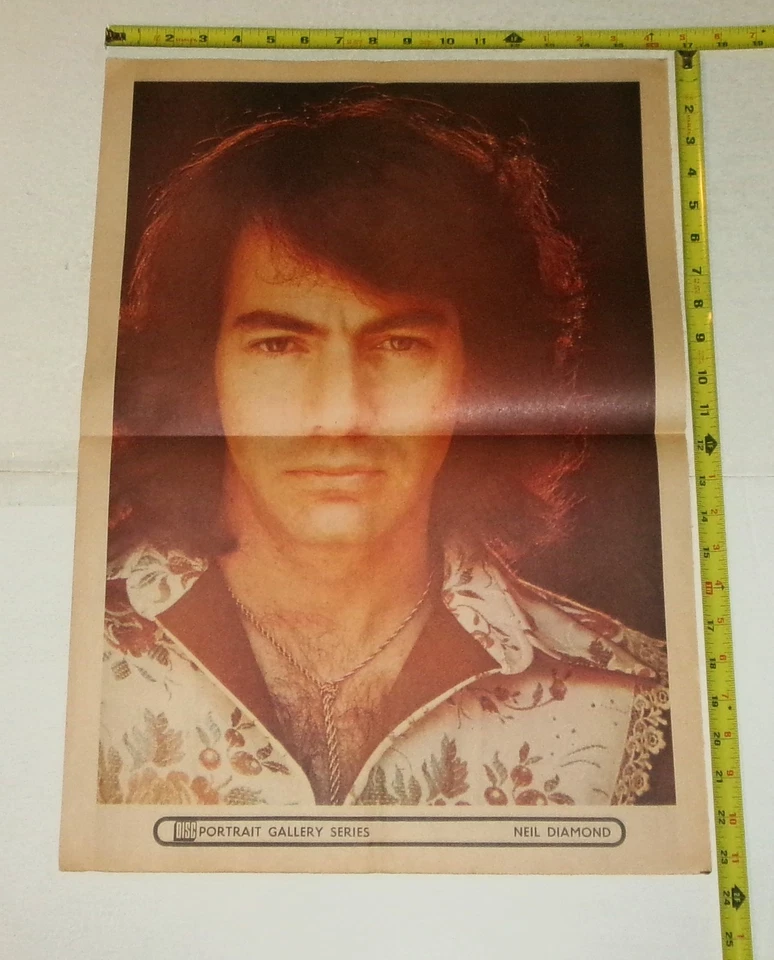 NEIL DIAMOND Vintage Orig UK Newspaper 1972 Poster 16 1/2 X 23 Inches Pop Folk - Image 1 of 1
