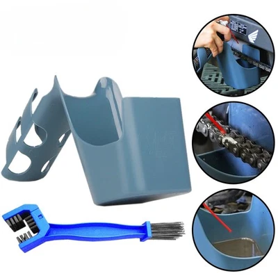 Caja de herramientas de almacenamiento de aceite para cadena de motocicleta herramienta a prueba de salpicaduras de aceite de limpieza de cadena Foto 1 de 4