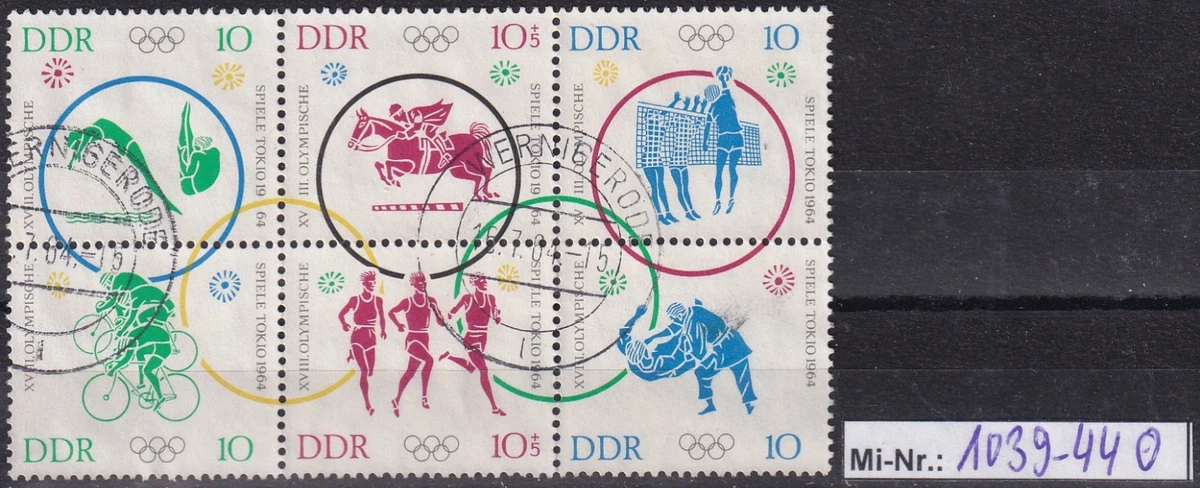 Briefmarken DDR 1964 – Mi.Nr. 1033-1038, Olympia Tokio, Gestempelt, Sammlerwert 5,50 EUR