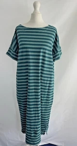 Seasalt Sailor Dress Size 14 Green & White Stripe 100% Organic Cotton Pocket - Picture 1 of 9