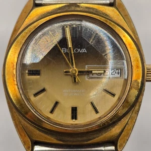 Bulova 23 Jewels Herren Automatik Uhr Day Date Quick Set Vintage 70er Gold Plate - Bild 1 von 7