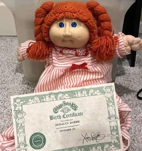 Vtg Cabbage Patch Kids Doll Red Head Girl W/ Pig Tail Braids And Birth Cert. - Picture 1 of 6