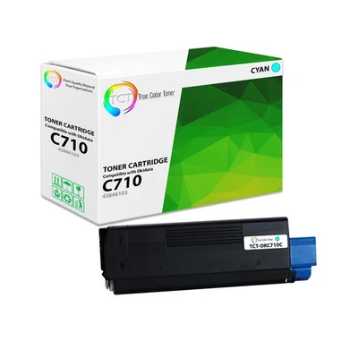 TCT Oki 43866103 Cyan Toner Cartridge For Okidata C710 Printer series - Image 1 of 4
