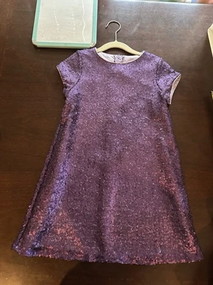 Petite Adele Dress Girls Purple Sequin Dress Holiday Party Fancy 7 8 - Image 1 of 4
