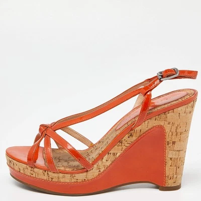 Sandalias Marc by Marc Jacobs Naranja Charol Corcho Cuña Cordón Talla 375 Foto 1 de 4