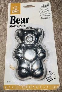 WILTON TEDDY BEAR JELLO MOLD CAKE PAN ROWOCO TINNED STEEL 4 NIP 0-1511 5x3" 1996 - Picture 1 of 2