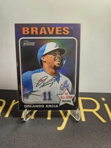Orlando Arcia Chrome PURPLE 2024 Topps Heritage High Number #106 Braves - Picture 1 of 2
