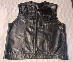 Milwaukee Leather Men's Size 4XL Black Leather Club Style Motorcycle Vest - Picture 1 of 12