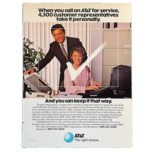 AT&T Print Ad 1986 Telephone Communications Vintage 80s Retro - Picture 1 of 2