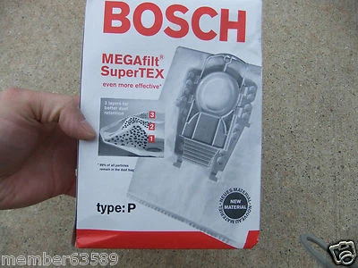 Genuine Bosch MEGAfilt SuperTEX  vacuum cleaner  Type P Vacuum Bags bag 462586  - Image 1 of 3