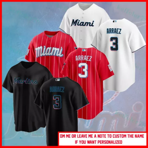 HOT!!! NEW LUIS ARRAEZ #3 Miami Marlins 2023 Player Name & Number Baseball Shirt Cover