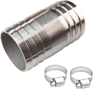 1-1/2" Edelstahl Schlauch Widerhaken Verschraubung gerade Spleißkupplung mit 2 Schlauchschellen - Bild 1 von 12