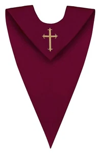 Estola de coro granate con cuello en V - Imagen 1 de 2