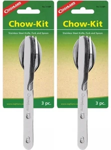 3 Piece Camping Cutlery Set Stainless Steel Fork Knife Spoon Festival Travel X2 - Picture 1 of 5