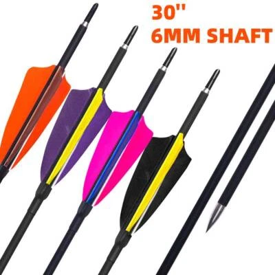 30'' Archery Carbon Arrows Real Feather Compound/Recurve Bow Hunting Arrows - Image 1 of 4